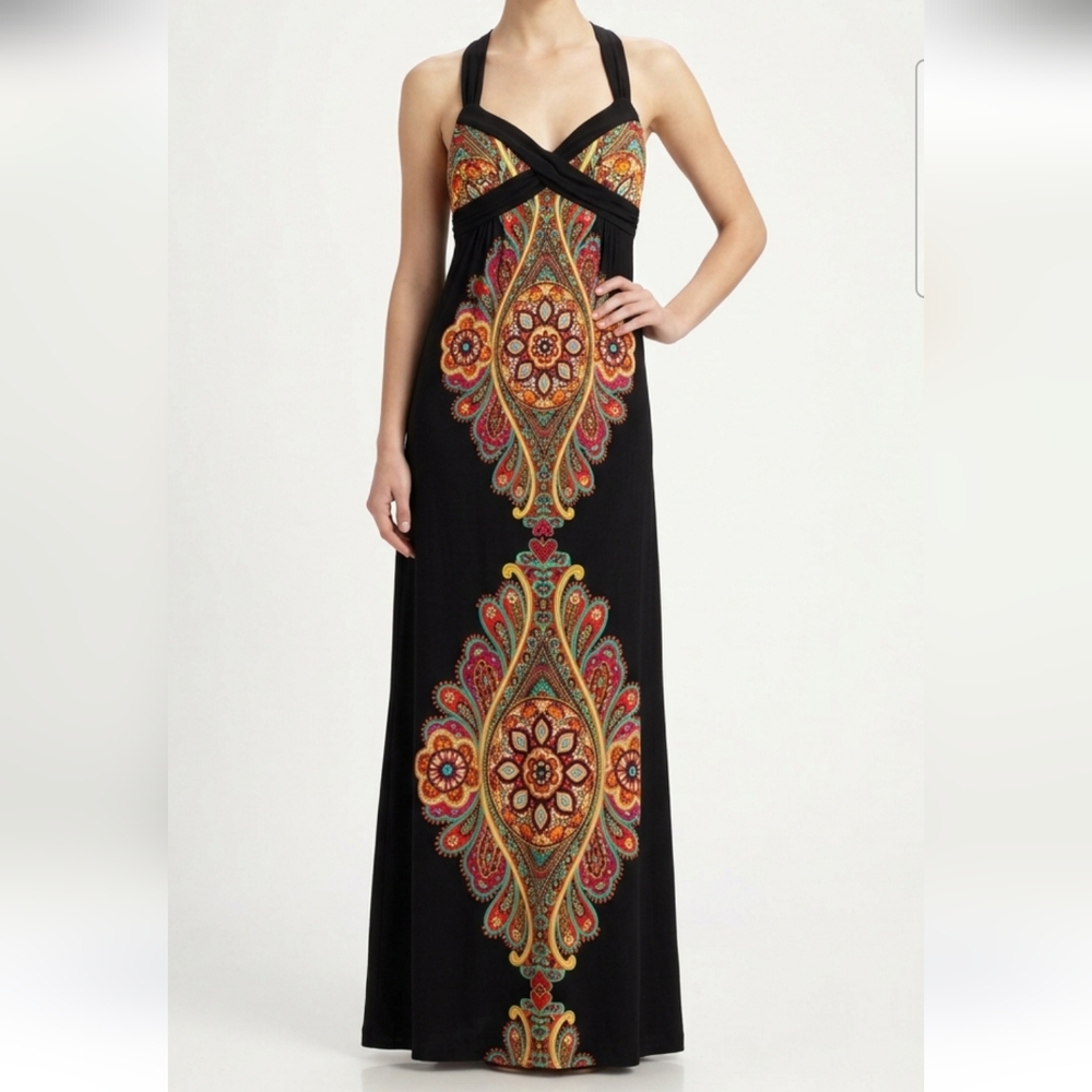 Elegant Black Paisley Maxi Dress